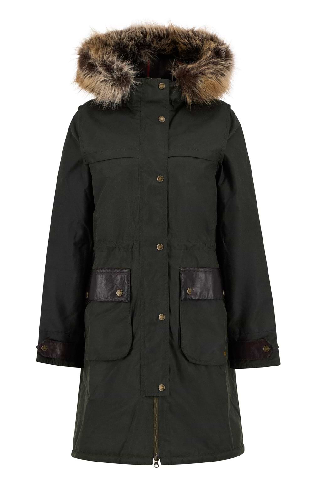 Ladies Barbour Durham City Waxed Parka, Green - House of Bruar