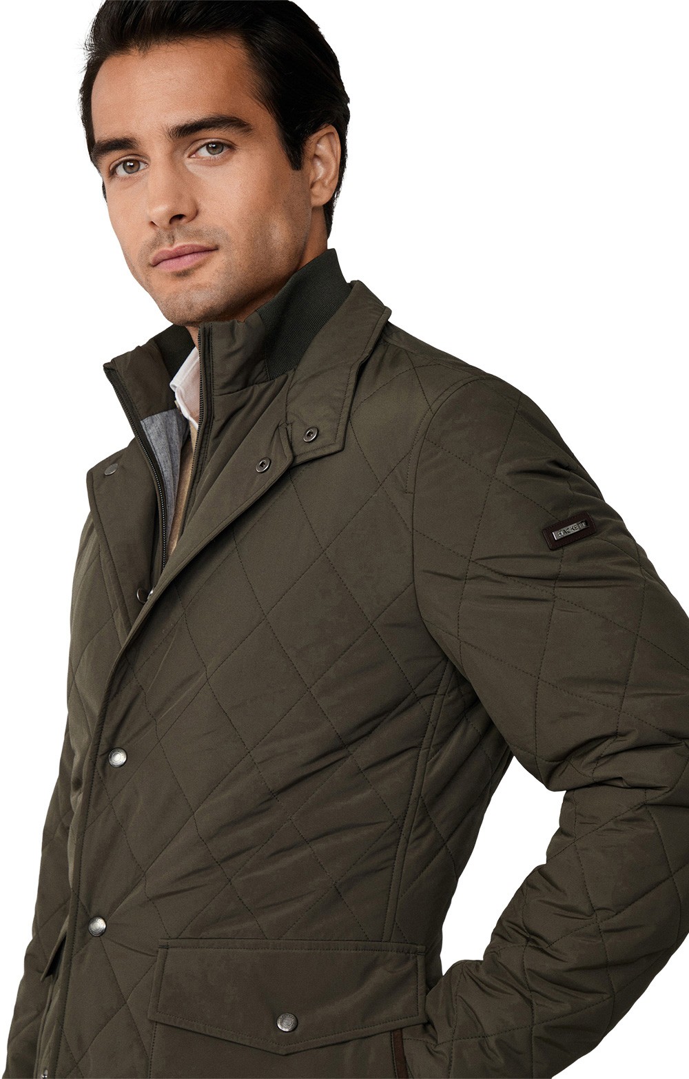Men's Hackett London Quilted Paddock Jacket, Green - House of Bruar