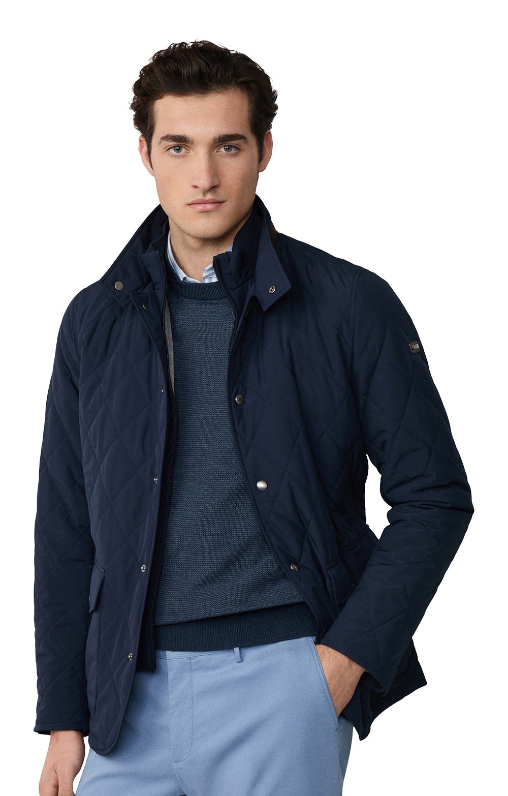 Men's Hackett London Quilted Paddock Jacket, Navy - House of Bruar