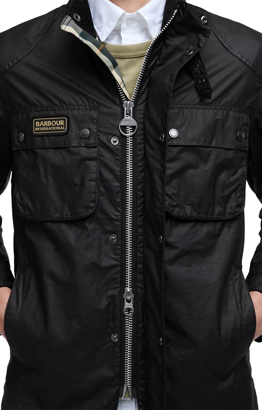 Men's Barbour International Merton Waxed Jacket, Black - House of