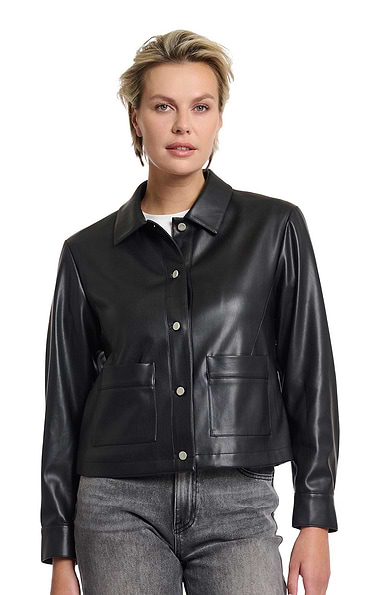 Ladies Rino & Pelle Faux Leather Button Jacket