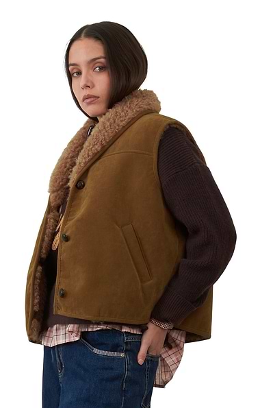 Ladies Orfeo Paris Faux Fur And Suede Gilet