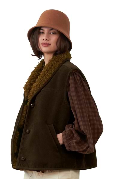 Ladies Orfeo Paris Faux Fur And Suede Gilet