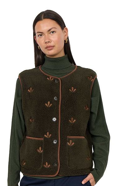 Ladies Embroidered Teddy Gilet