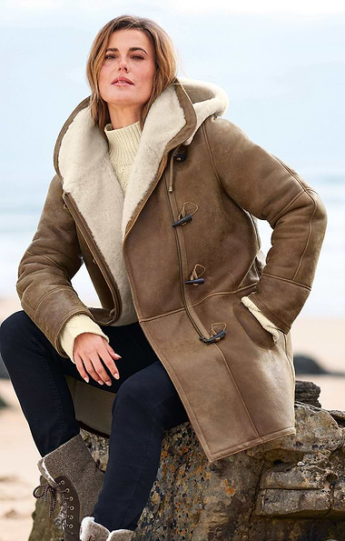 Ladies Sheepskin Duffle Coat