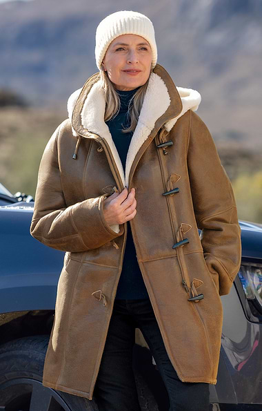 Ladies Sheepskin Duffle Coat