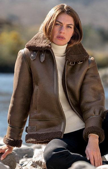 Ladies Sheepskin Aviator Jacket