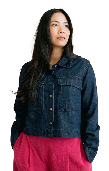 Ladies Lily & Me Grassland Cotton Linen Denim Jacket