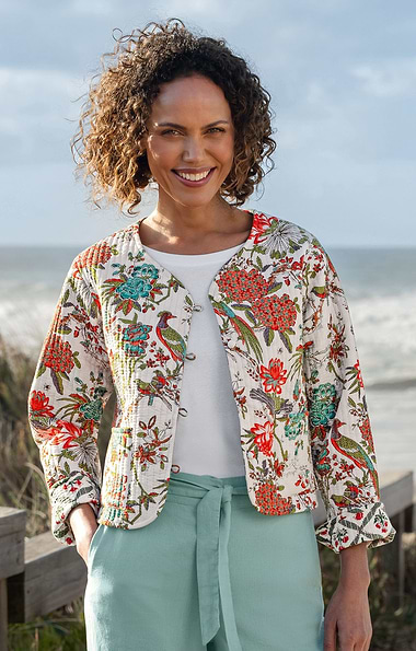 Ladies Cotton Reversible Print Quilted Jacket