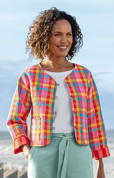 Ladies Cotton Reversible Print Quilted Jacket