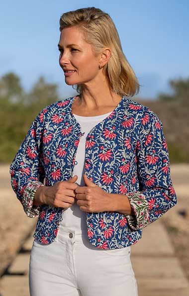 Ladies Cotton Reversible Print Quilted Jacket