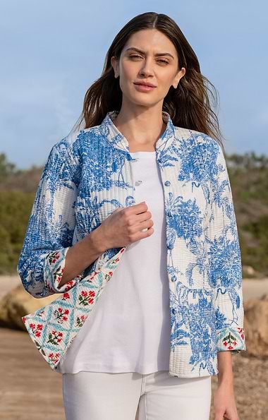 Ladies Cotton Reversible Jungle Print Quilted Jacket