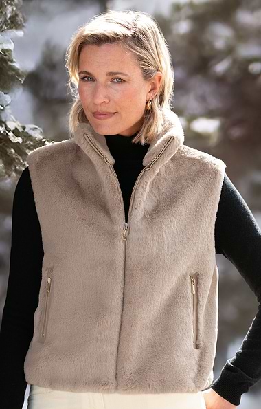Ladies Rino & Pelle Faux Fur Zip-up Gilet