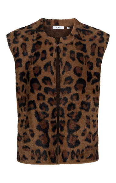 Ladies Leopard Faux Fur Gilet