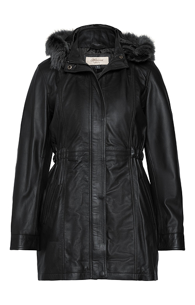 Ladies Fur Trim Leather Jacket