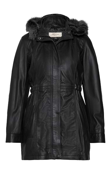 Ladies Fur Trim Leather Jacket