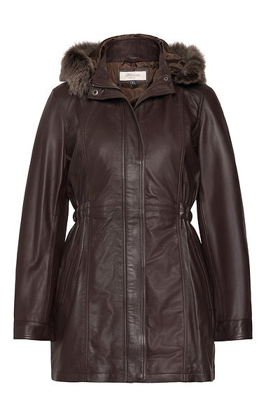 Ladies Fur Trim Leather Jacket