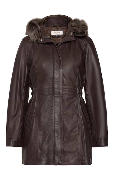 Ladies Fur Trim Leather Jacket