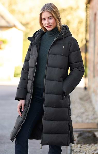 Ladies Three Quarter Length Side Zip Quilt Coat