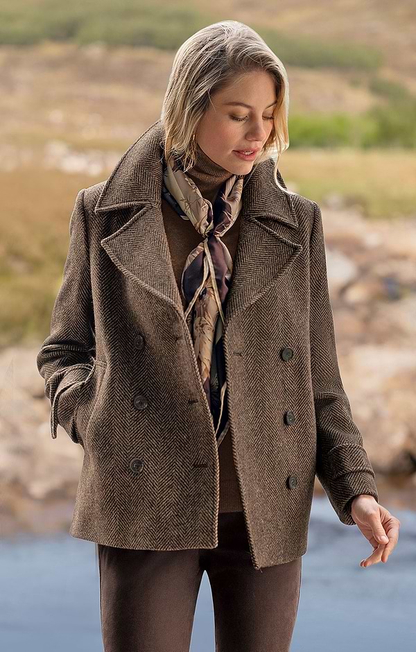 Ladies British Tweed Double-Breasted Coat