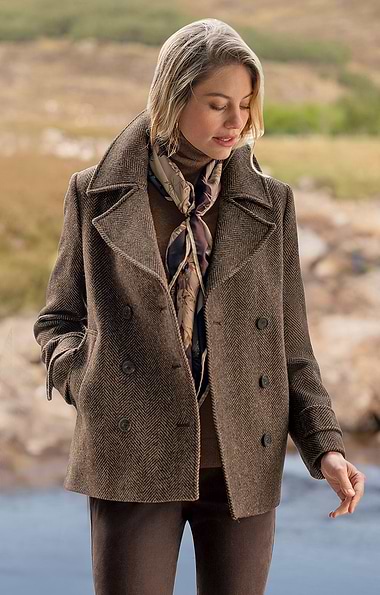 Ladies British Tweed Double-Breasted Coat
