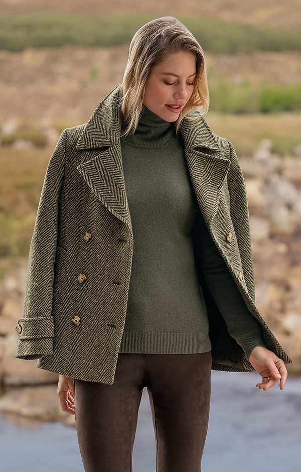 Ladies British Tweed Double-Breasted Coat