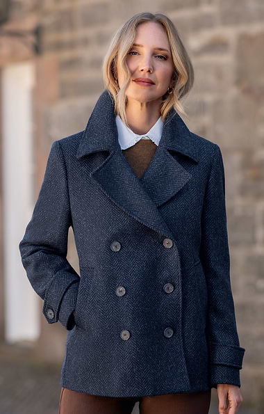 Ladies British Tweed Double-Breasted Coat