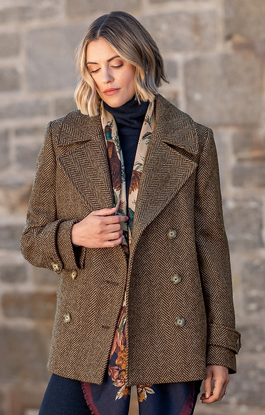 Ladies British Tweed Double-Breasted Coat