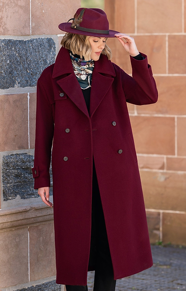 Ladies Wool Cashmere Double Breasted Trench Coat