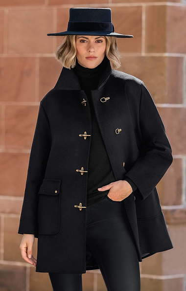 Ladies Wool Cashmere Clasp Barn Coat