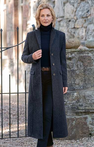 Ladies Single Breasted Full Length Coat