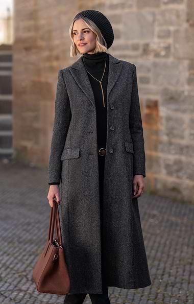 Ladies Single Breasted Full Length Coat