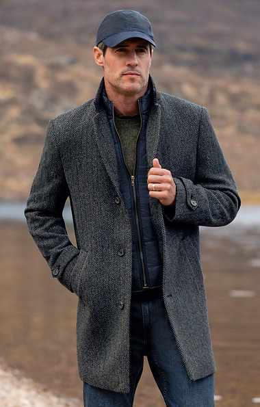 Men's New Removable Quilt Tweed Paddock Coat