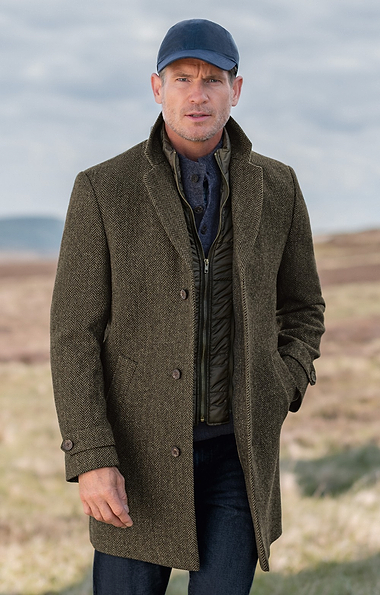 Men's New Removable Quilt Tweed Paddock Coat