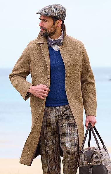 Men's Raglan Sleeve British Tweed Coat