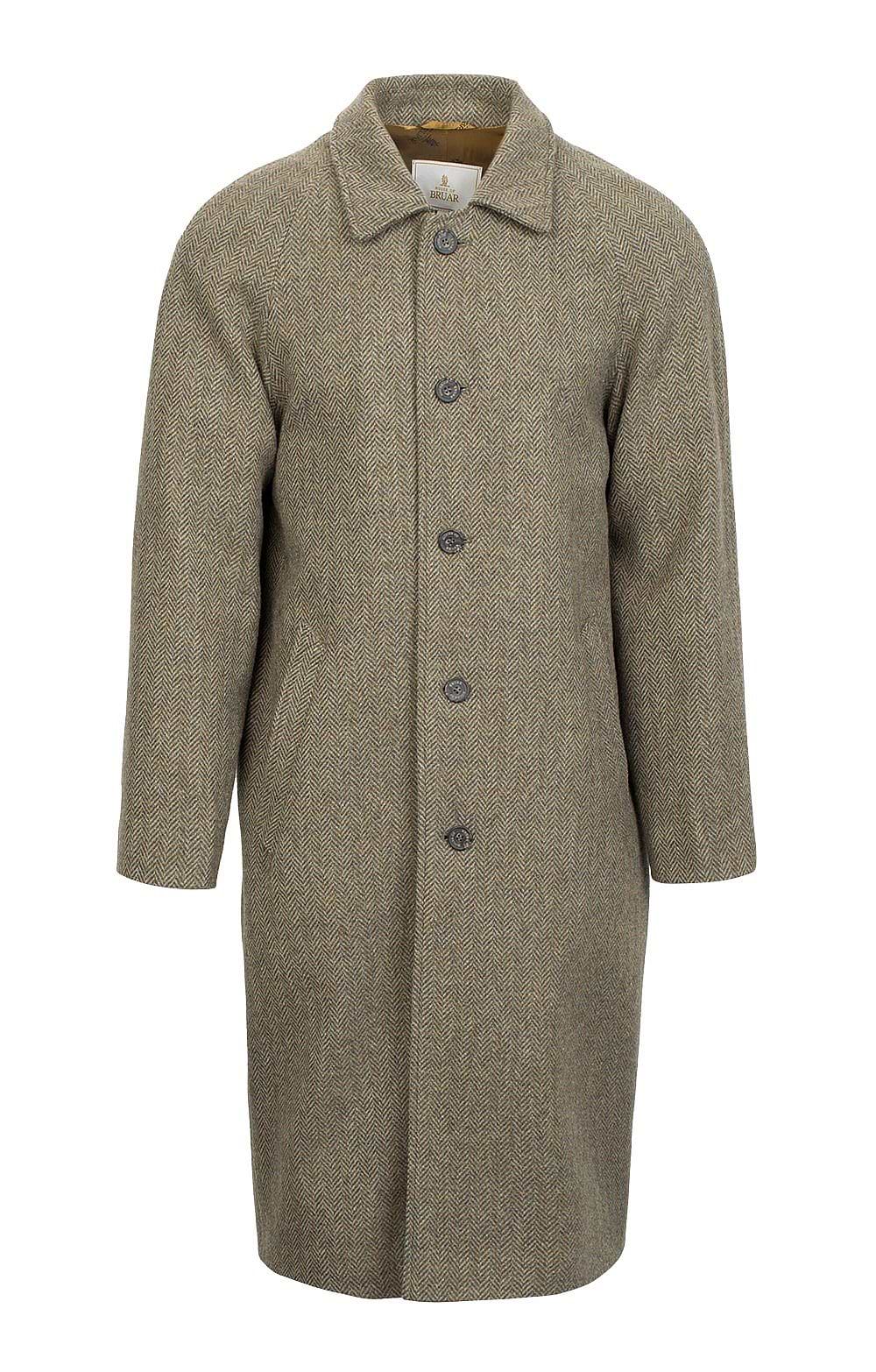 Mens Raglan Sleeve British Tweed Coat, Green - House of Bruar