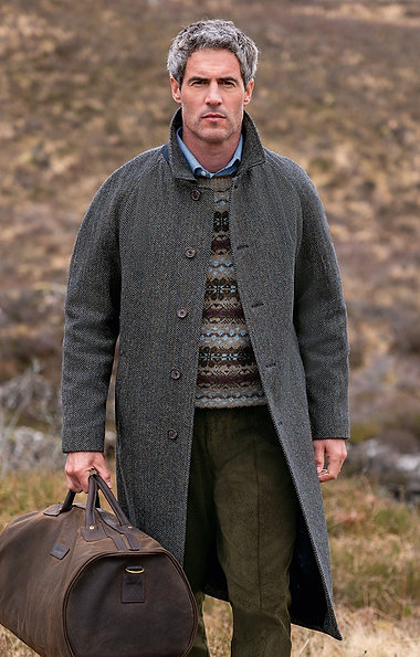 Men's Raglan Sleeve British Tweed Coat