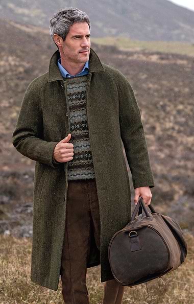 Men's Raglan Sleeve British Tweed Coat