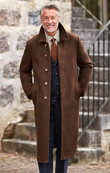 Men's Inset Sleeve Cashmere Coat