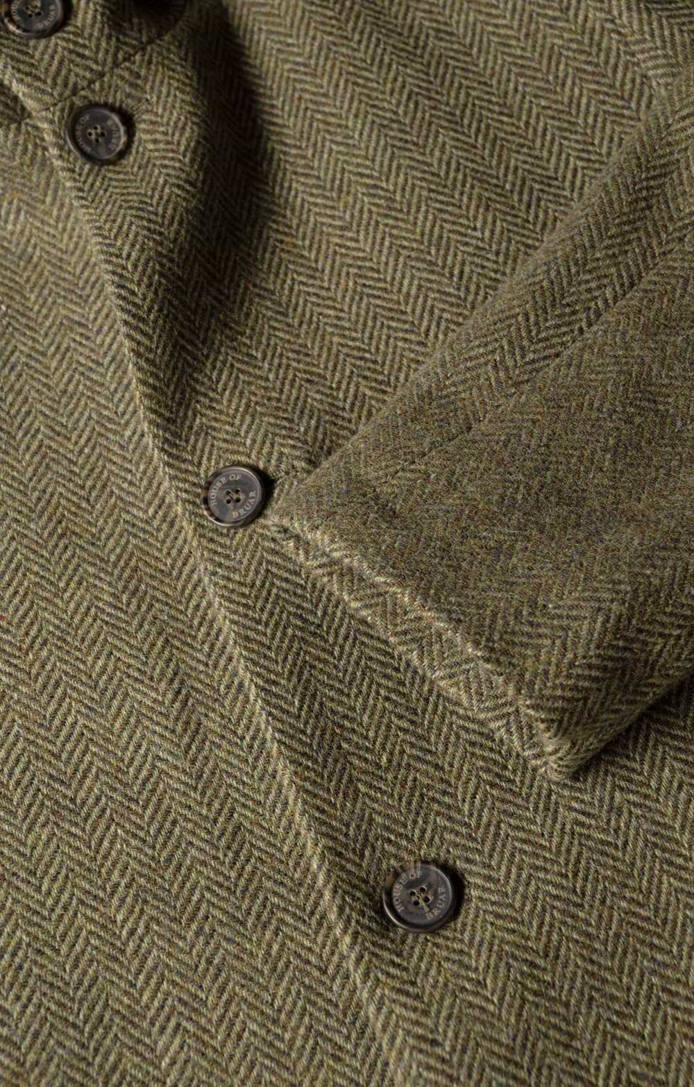 Mens Tweed Car Coat, Grey, Green - House of Bruar