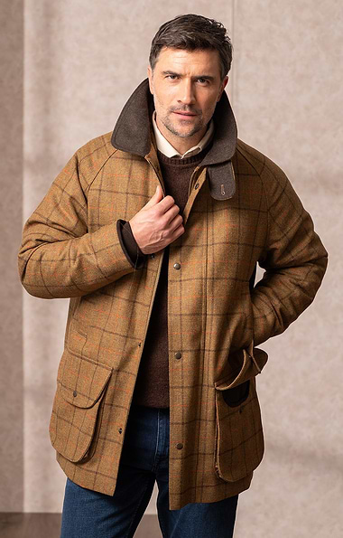 Men's British Saxony Tweed Waterproof Shooting Coat