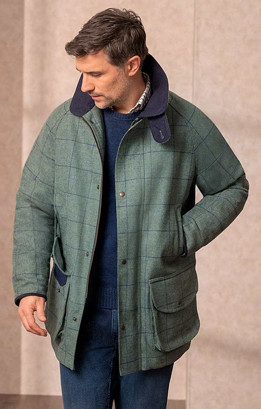 Men's British Saxony Tweed Waterproof Shooting Coat