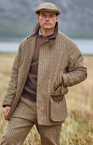 Men's British Saxony Tweed Waterproof Shooting Coat