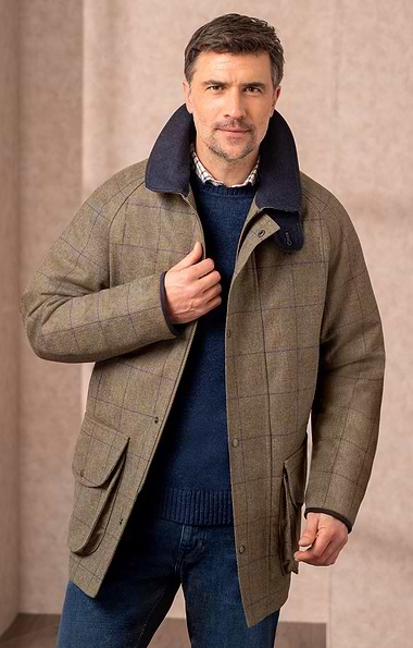 Men's British Saxony Tweed Waterproof Shooting Coat
