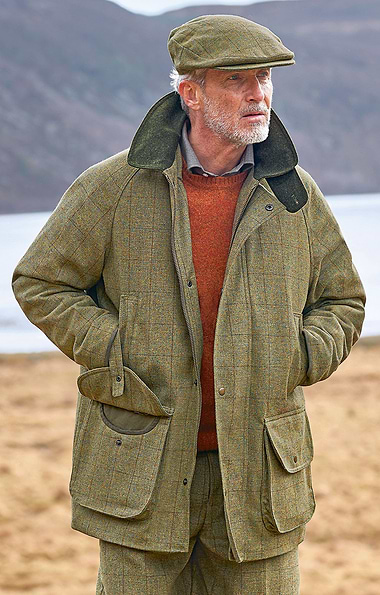 Men's British Saxony Tweed Waterproof Shooting Coat