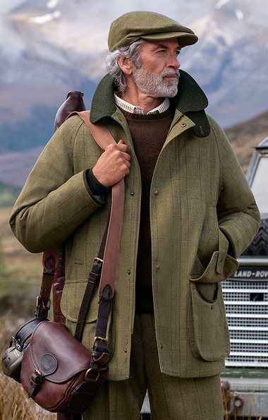 Men's British Saxony Tweed Waterproof Shooting Coat