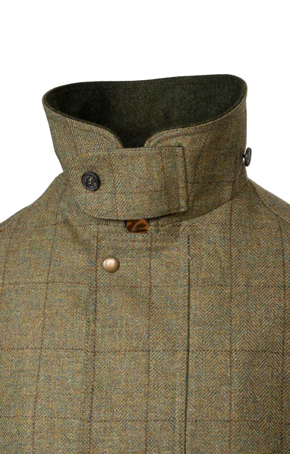 Men's British Saxony Tweed Waterproof Shooting Coat, Brown, Green
