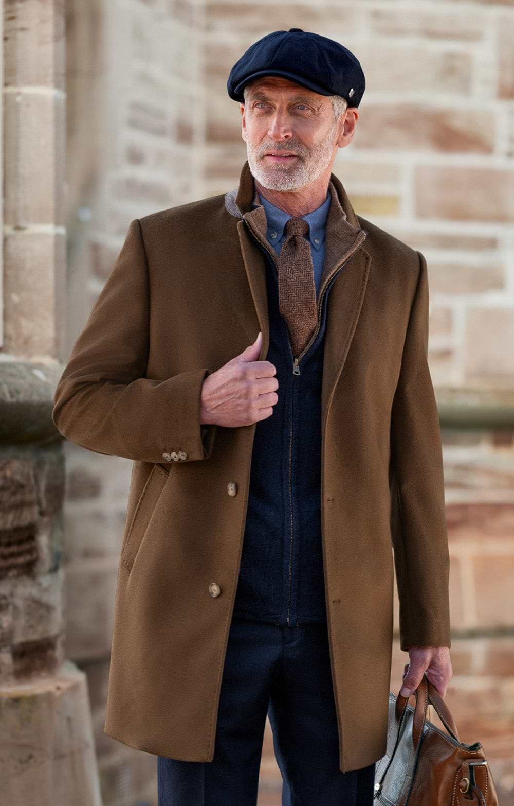 House of Bruar Men's Wool & Cashmere Paddock Coat - Vicuna Beige