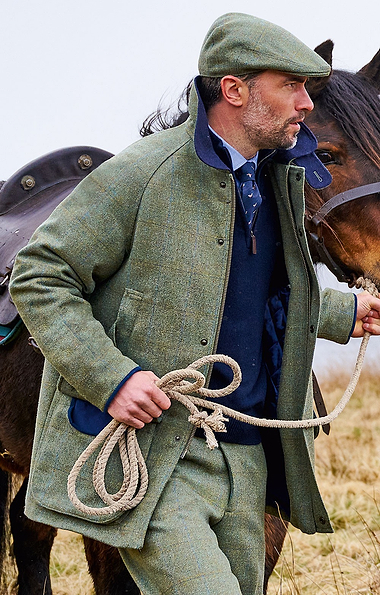 Men's Waterproof Scottish Saxony Tweed Sporting Coat