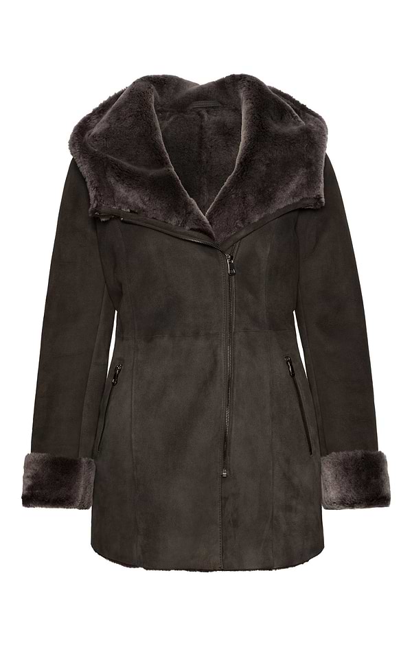 Ladies Lambskin Hooded Coat